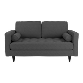 An Image of Zoe Flat Weave 2 Seater Sofa Charcoal