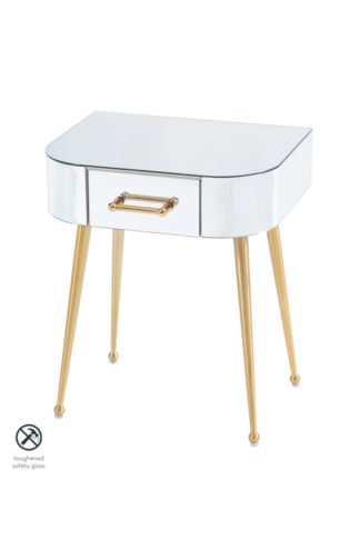 An Image of Mason Mirrored Side Table – Brushed Gold Legs
