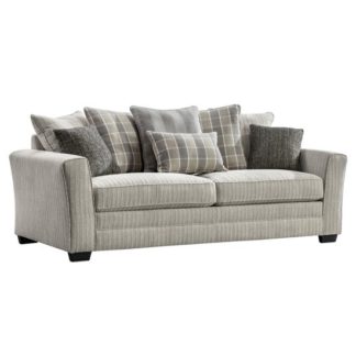 An Image of Braemar Fabric 3 Seater Sofa In Beige With Scatter Cushions