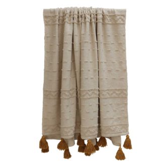 An Image of Ochre Tassel Throw