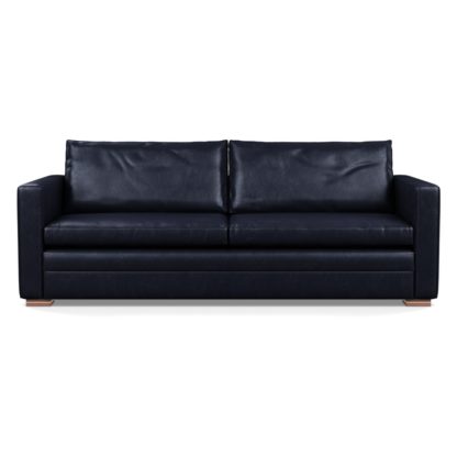 An Image of Heal's Palermo 4 Seater Sofa Leather Hide Grey 7177 Black Feet