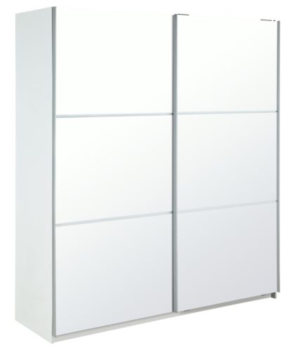 An Image of Habitat Holsted Mirrored XL Sliding Wardrobe - White