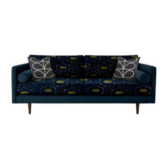 An Image of Orla Kiely Mimosa Large Sofa, Patterned Velvet