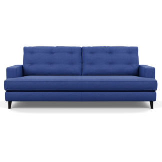 An Image of Heal's Mistral 4 Seater Sofa Brushed Cotton Cobalt Black Feet