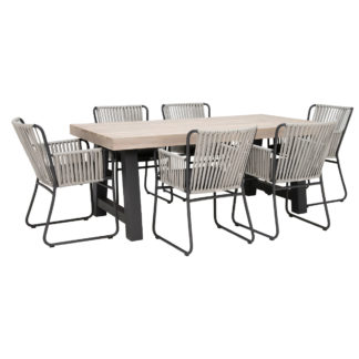 An Image of Beach Garden Dining Table and 6 Duke Dining Armchairs