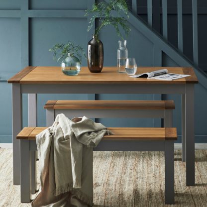 An Image of Clifford Dining Bench Set Grey Grey