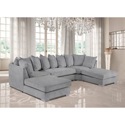 c3c5363e0a023ea928425064d0c187856ff238da2e315156b42fe74f73819871.jpg An Image of Boise U-Shape Plush Velvet Corner Sofa In Silver