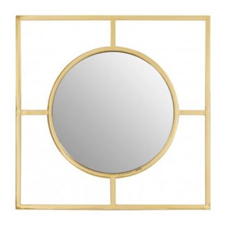 An Image of Rowena Square Wall Bedroom Mirror In Warm Gold Frame