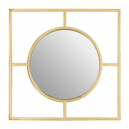 c4ae45673882408850c29b958a6cc5a56c418729eb0785d3c26991b341698d8d.jpg An Image of Rowena Square Wall Bedroom Mirror In Warm Gold Frame