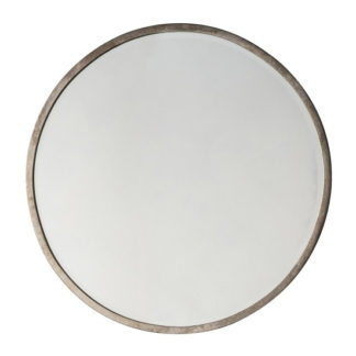 An Image of Higgins Round Bedroom Mirror In Antique Silver