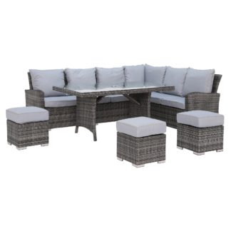 An Image of Beadnell Corner Garden Dining Set With Grey Weave and Grey Fabric