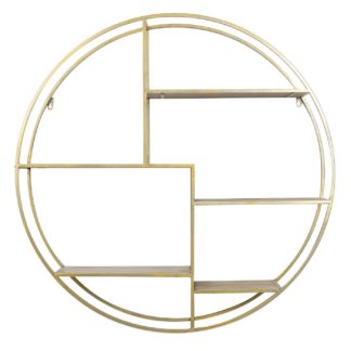 An Image of Round Metal Wall Shelf, Gold