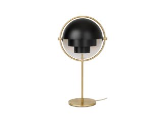 An Image of Gubi Multi Lite Table Lamp Brass Black Shade