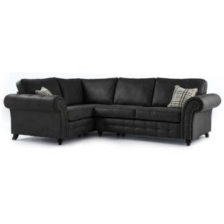 An Image of Oakland Left Hand Faux Leather Corner Sofa Black