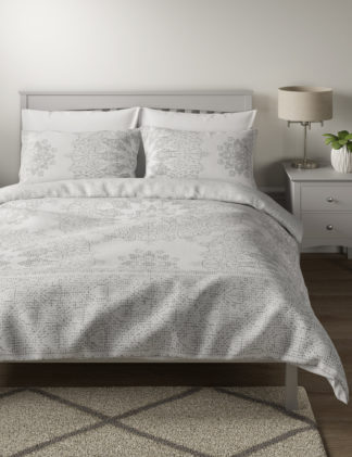 An Image of M&S Cotton Rich Geometric Waffle Bedding Set