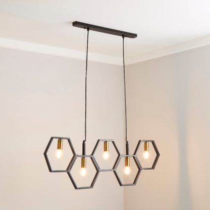 An Image of Hexa 5 Light Ceiling Fitting Black