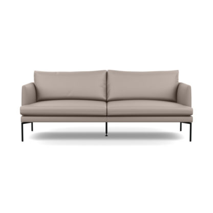 An Image of Heal's Matera 3 Seater Sofa Leather Grain White 000 Black Feet