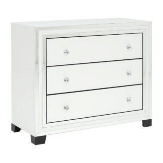 An Image of Krystal 3 Drawer Chest, White Glass and Mirror