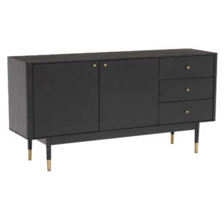 An Image of Cannelle Sideboard, Black Ash with Black and Gold Leg