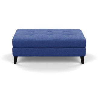 An Image of Heal's Mistral Footstool Brushed Cotton Cobalt Black Feet