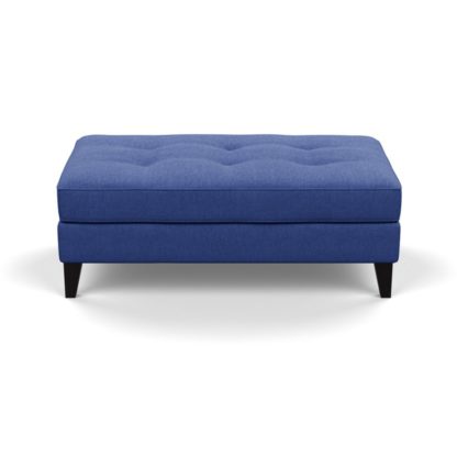 An Image of Heal's Mistral Footstool Brushed Cotton Cobalt Black Feet