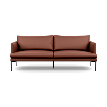 An Image of Heal's Matera 3 Seater Sofa Leather Grain White 000 Black Feet