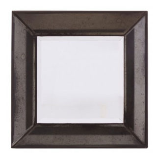 An Image of Raze Small Square Bevelled Wall Mirror In Antique Black Frame