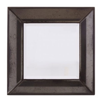 cf8fe6ecbfc5de39ed0e05aaa144138be7f9ec2fa34e0efdefa8253eb20760ec.jpg An Image of Raze Small Square Bevelled Wall Mirror In Antique Black Frame