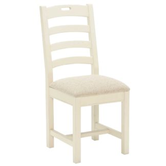 An Image of Carisbrooke Dining Chair with Square Legs and Fabric Seat, Stucco White
