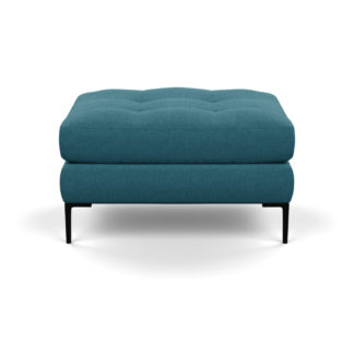 An Image of Heal's Eton Footstool Brushed Cotton Cadet Black Feet