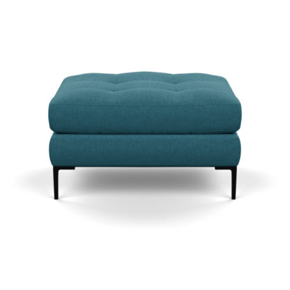 An Image of Heal's Eton Footstool Brushed Cotton Cadet Black Feet