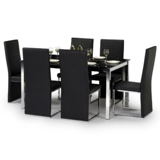 An Image of Tempo Dining Table with 6 Tempo Chairs Black