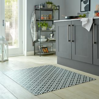 An Image of Trellis Tile Vinyl Mat Black and white