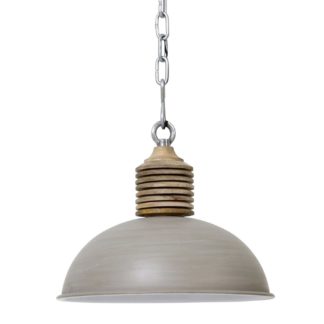 An Image of Concrete Hanging Pendant, Natural Wood Top