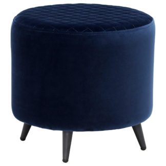 An Image of Rivington Velvet Footstool, Dark Blue