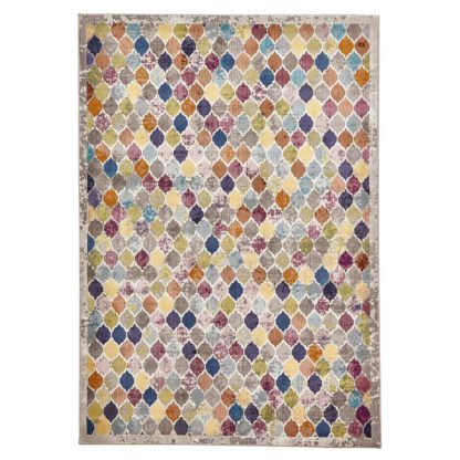 An Image of 16th Avenue 36A MultiColoured Rug Grey, Blue, Green and Brown