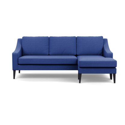 An Image of Heal's Richmond Corner Chaise Sofa Brushed Cotton Cadet Black Feet