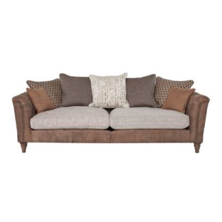 An Image of Darwin Large Pillow Back Sofa, Leather and Fabric Mix
