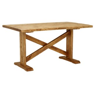 An Image of Newsham Reclaimed Wood Dining Table, Polished Brown
