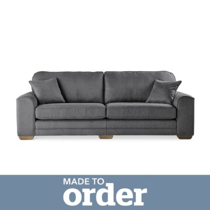 An Image of Morello 4 Seater Sofa Brushed Plain Fabric Blue