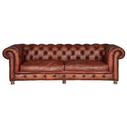 An Image of Timothy Oulton Westminster Feather 3 Seater Chesterfield Sofa, Vagabond Red