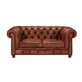 An Image of Timothy Oulton Westminster Feather 2 Seater Sofa, Vegabond Red Leather