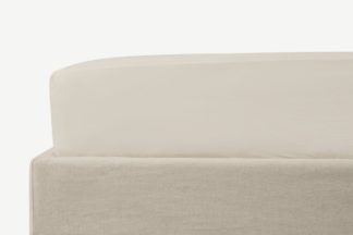 An Image of Zana 100% Organic Cotton Stonewashed Fitted Sheet, King, Natural