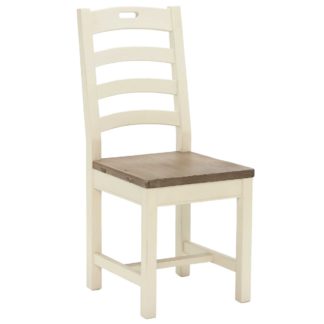 An Image of Carisbrooke Dining Chair with Square Legs and Wooden Seat, Stucco White