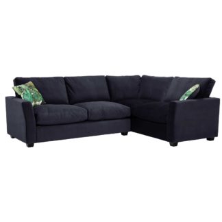 An Image of Taylor Medium Right Hand Facing Corner Sofa, Sunningdale Midnight Blue