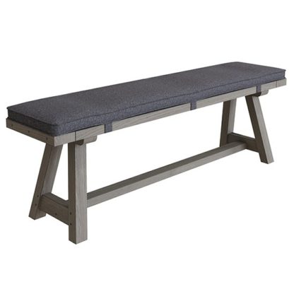 An Image of Floyd Wooden 160cm Dining Bench With Cushion In Grey Oak