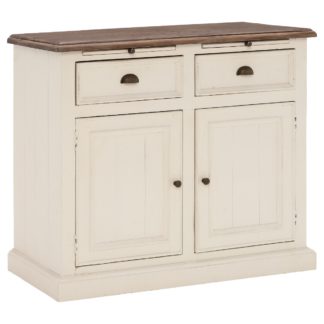 An Image of Carisbrooke Reclaimed Wood Narrow 2 Door and 2 Drawer Sideboard, Stucco White