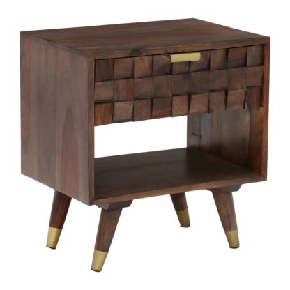 An Image of Kora 1 Drawer Side Table, Sheesham Wood