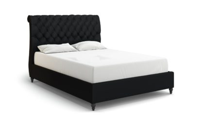 An Image of MiBed Cheshire Velvet Double Bed Frame - Blue