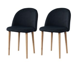 An Image of Habitat Imogen Pair of Fabric Dining Chairs - Black
